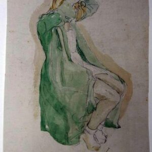 C-086 – Zittende vrouw kamt haar