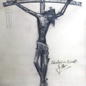 D-071 – Christus aan kruis, potlood, schetsontwerp voor k. Zeelst 1325×832 mm